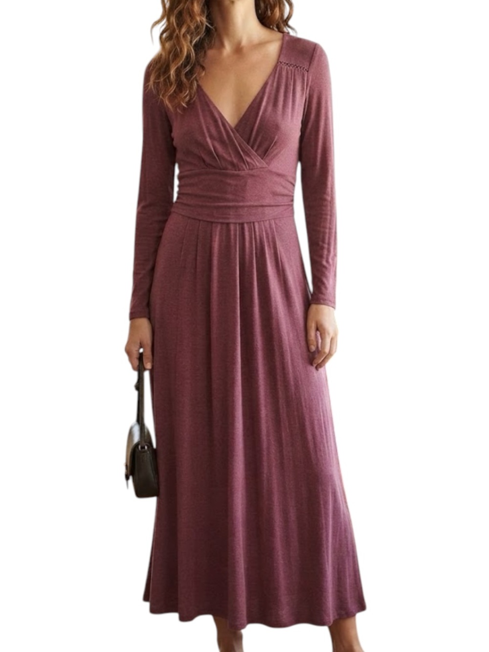 MAEVE Anthropologie Galena 3/4 Sleeve Midi Dress Plum Wine Purple M Romantic